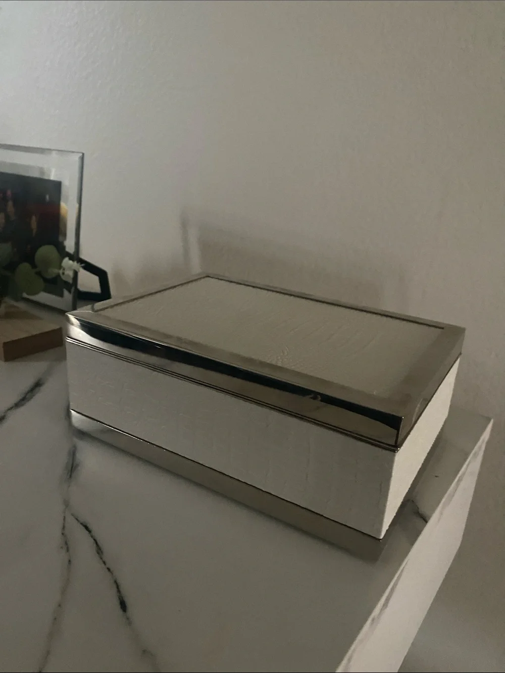 A Girl Thing White Jewelry Organizer Box with Chrome Trim